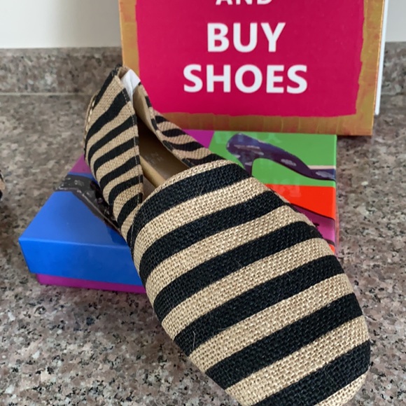 Eileen Fisher striped canvas flats slip on shoes - Picture 10 of 16